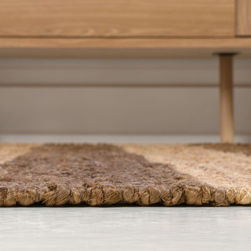 Jayden Rustic Farmhouse Woven Jute Stripe Area Rug